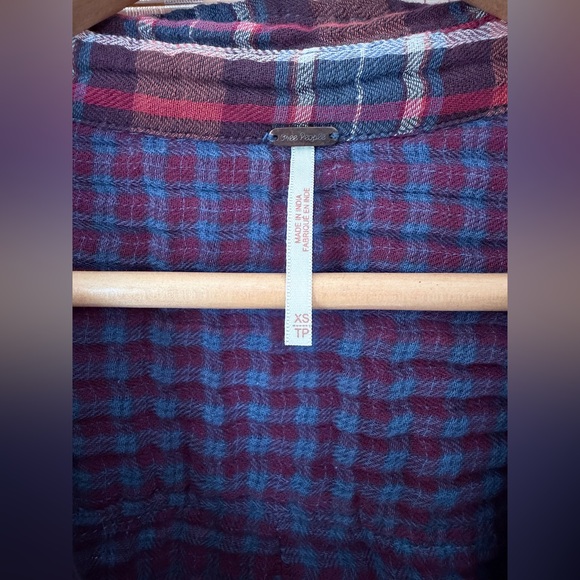 Free People Maroon and Navy Checkered Top - Picture 3 of 3
